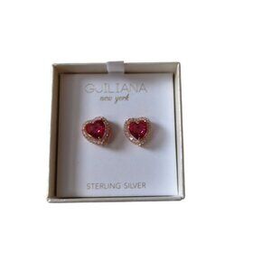 GUILIANA Sterling Silver Heart Shaped Stud Earrings New In Box Classic